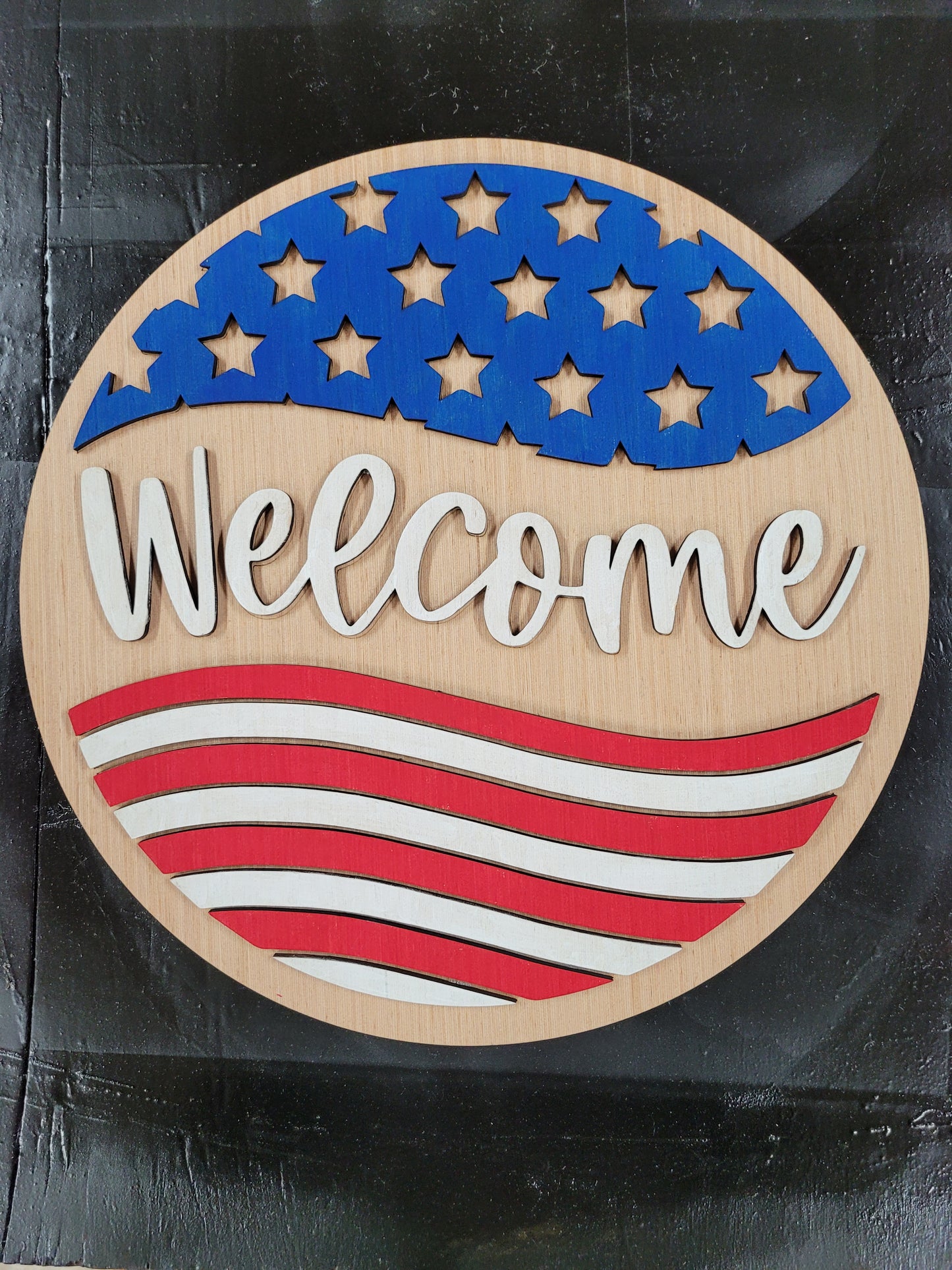 Stars & stripes welcome sign