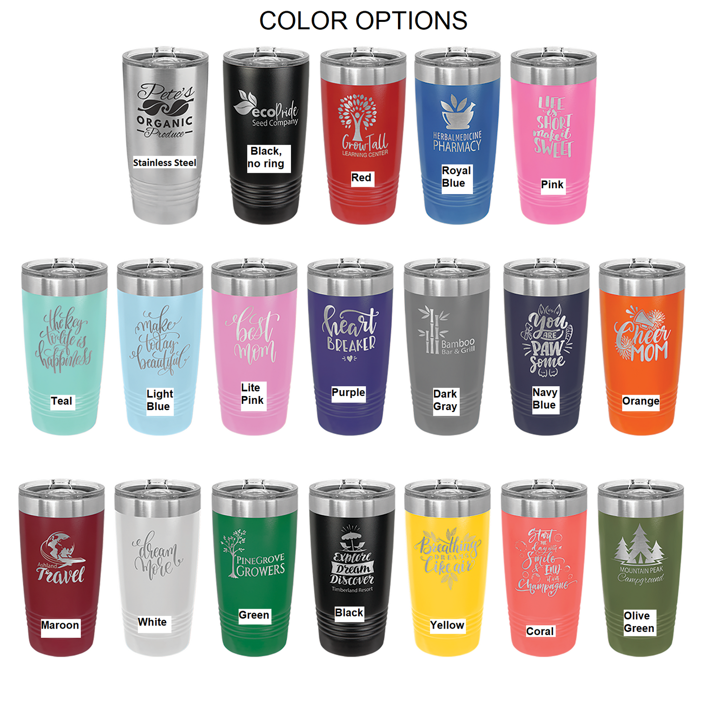 Polar Camel 20 oz. Ringneck Vacuum Insulated Tumbler w/Clear Lid